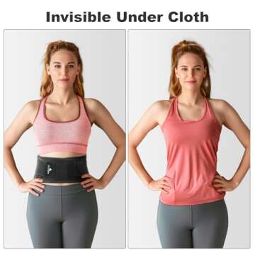 AllyFlex Sports® Lightweight Back Brace for Men & Women Under Uniform, Dual Medical 3D Lumbar Pads for Lower Back Pain Relief, Breathable Mesh with Adjustable Stapes for Back Stress - L