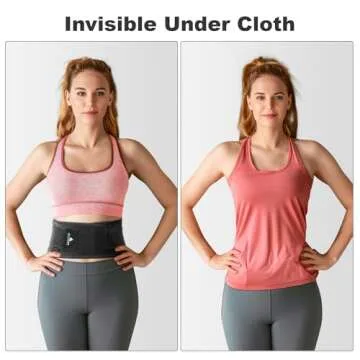 AllyFlex Sports® Lightweight Back Brace for Men & Women Under Uniform, Dual Medical 3D Lumbar Pads for Lower Back Pain Relief, Breathable Mesh with Adjustable Stapes for Back Stress - L