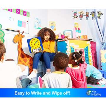 Large Dry Erase Magnetic Teaching Demonstration Clock, Kids Telling Time Learning Clock for Analog a...