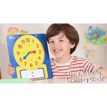 Large Dry Erase Magnetic Teaching Demonstration Clock, Kids Telling Time Learning Clock for Analog and Digital Time, Labelled Minute & Hour Hands, for School Classrooms & Homeschool Supplies