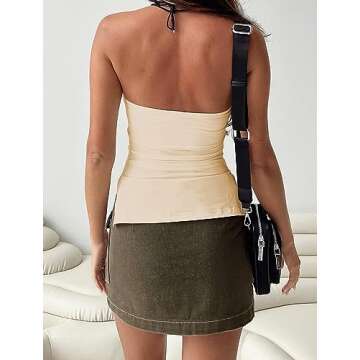 MISSACTIVER Women Y2K Strapless Backless Tube Tops Sexy Off Shoulder Side Split Bandeau Going Out Tank Tops(Small, Apricot)
