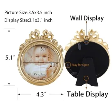 Elegant Kangce Antique 3.5x3.5 Picture Frames Gold