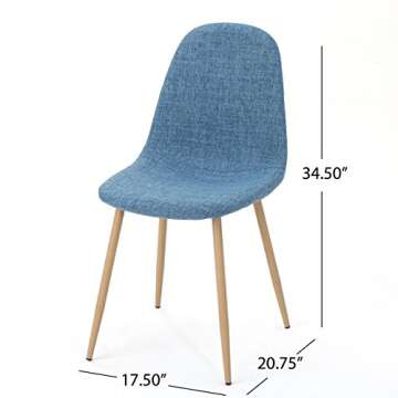 Christopher Knight Home Raina Mid-Century Modern Fabric Dining Chairs with Wood Finished Metal Legs,...