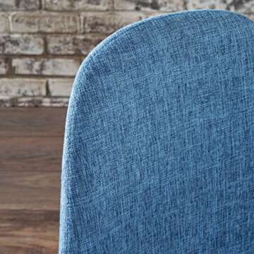 Christopher Knight Home Raina Mid-Century Modern Fabric Dining Chairs with Wood Finished Metal Legs, 2-Pcs Set, Muted Blue / Light Brown