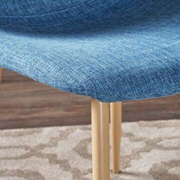 Christopher Knight Home Raina Mid-Century Modern Fabric Dining Chairs with Wood Finished Metal Legs, 2-Pcs Set, Muted Blue / Light Brown