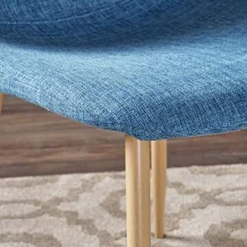 Christopher Knight Home Raina Mid-Century Modern Fabric Dining Chairs with Wood Finished Metal Legs, 2-Pcs Set, Muted Blue / Light Brown