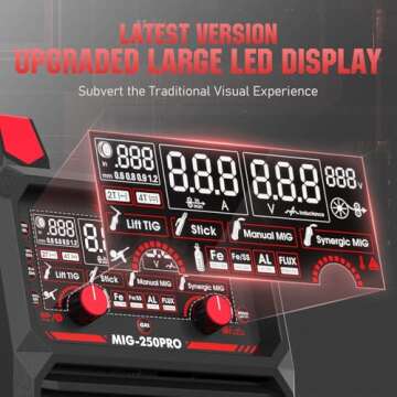 YESWELDER MIG-250 PRO Aluminum MIG Welder, 250Amp 220V Advanced Digital Display, MIG/Pulsed MIG/Flux Core/Spool Gun MIG/Lift TIG/Stick 6-In-1 Multiprocess Welding Machine, Spool Gun Compatible