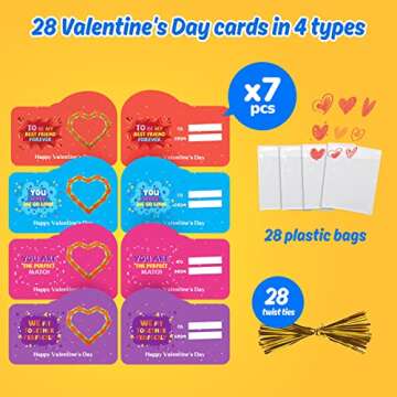 Feltom 28 PCS Valentines Day Gifts for Kids - Wacky Tracks Fidget Toy Valentines Cards for Kids Fing...