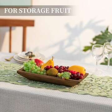 Hanobe Decorative Wooden Dough Bowl: Wood Table Centerpiece Decorations Rustic Natural Candle Holder...