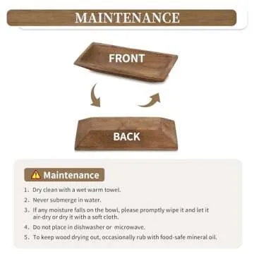 Hanobe Decorative Wooden Dough Bowl: Wood Table Centerpiece Decorations Rustic Natural Candle Holder Tray Trough for Dining Room Kitchen Decor, Brown