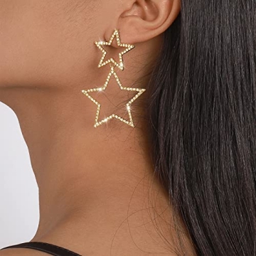 Gold Star Dangle Earrings Fashionable and Lightweight Jewelry