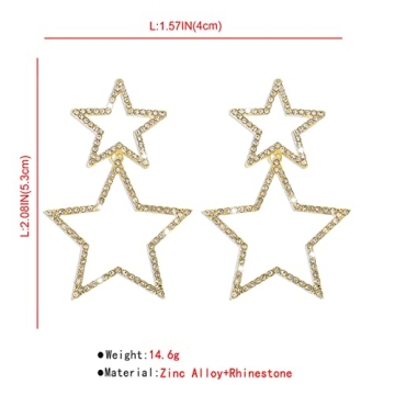 Gold Star Dangle Earrings Fashionable and Lightweight Jewelry