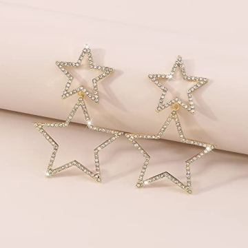 Gold Star Dangle Earrings Fashionable and Lightweight Jewelry