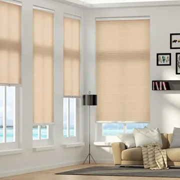 Cellular Blinds Cordless Shades for Windows Single Cell Shade - Provide Privacy and Filters Light - 31 x 64 inch, Ivory Beige(Light Filtering)