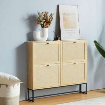 Stylish NVETHM Shoe Cabinet - Chic 4-Tier Organizer