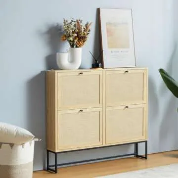 Stylish NVETHM Shoe Cabinet - Chic 4-Tier Organizer