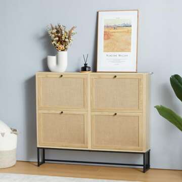 Stylish NVETHM Shoe Cabinet - Chic 4-Tier Organizer