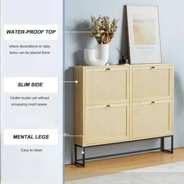 Stylish NVETHM Shoe Cabinet - Chic 4-Tier Organizer