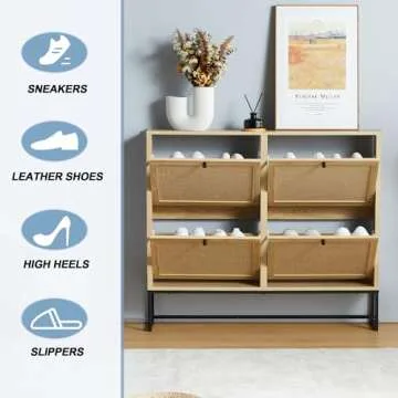 Stylish NVETHM Shoe Cabinet - Chic 4-Tier Organizer
