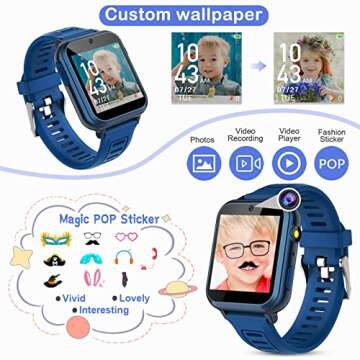 Smart Watch for Kids with 24 Puzzle Games HD Touch Screen Camera Music Player Pedometer Alarm Clock Calculator Flashlight 12/24 hr Gifts for 4-12 Year Old Boys Toys for Kids