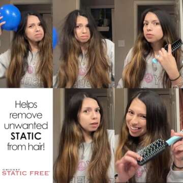 Cricket Static Free Fast Flo Color Vent Hair Brush - Quick and Blow Drying, Detangling, and Frizz-Free Styling - Anti-Static Bristles, Ideal for All Hair Types, Happy Hair (Light Blue)