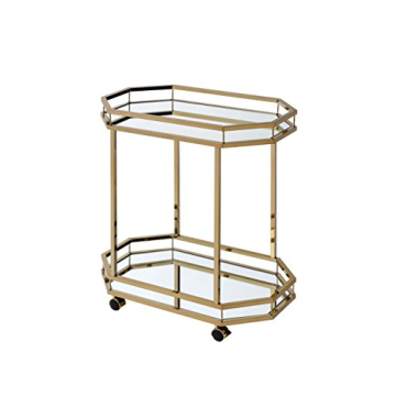 Chic Acme Lacole Serving Cart with Gold Frame and Mirrors