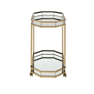 Chic Acme Lacole Serving Cart with Gold Frame and Mirrors