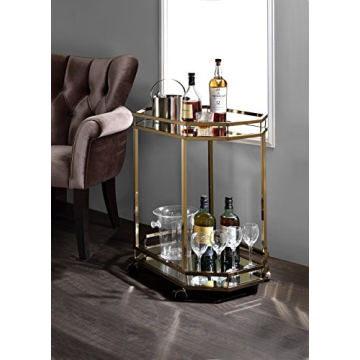 Chic Acme Lacole Serving Cart with Gold Frame and Mirrors