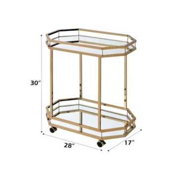 Chic Acme Lacole Serving Cart with Gold Frame and Mirrors