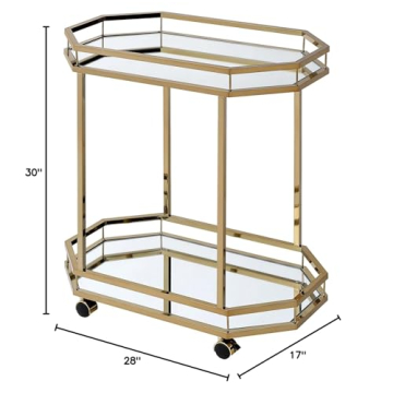 Chic Acme Lacole Serving Cart with Gold Frame and Mirrors