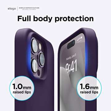 elago Compatible with iPhone 14 Pro Max Case, Liquid Silicone Case, Full Body Protective Cover, Shockproof, Slim Phone, Anti-Scratch Soft Microfiber Lining, 6.7 inch (Deep Purple)