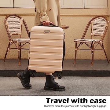 Coolife Luggage 3 Piece Set Suitcase Spinner Hardshell Lightweight TSA Lock (champagne new, 3 piece set(20in24in28in))