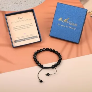 8mm Onyx Bracelet for Positive Energy - Handmade Jewelry