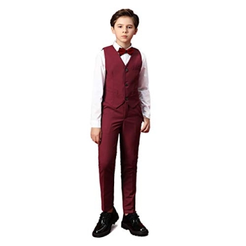 Stylish Kids Suit for Boys 4 Piece Dress Set Burgundy