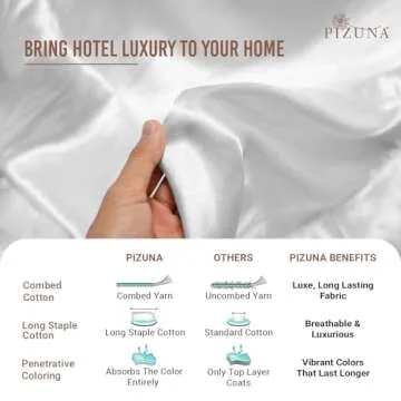 Pizuna 400 Thread Count Queen Cotton Bed Sheets Set, Long-Staple Cotton Sheet Sets Queen Size, Cooling 4 Piece Hotel Luxury Bedding Set with 15" Deep Pocket Fitted Sheet (Queen, White)