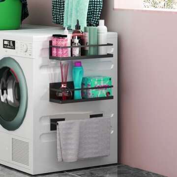 Roysili Spice Rack Magnetic Spice Rack for Refrigerator Magnetic Shelves for Fridge With Magnetic Paper Towel Holder 4 Pack Black