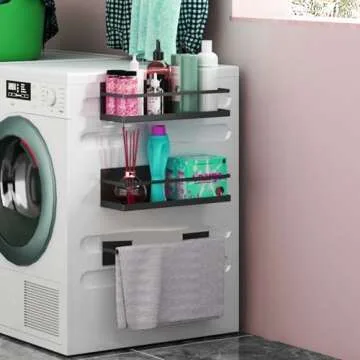 Roysili Spice Rack Magnetic Spice Rack for Refrigerator Magnetic Shelves for Fridge With Magnetic Paper Towel Holder 4 Pack Black