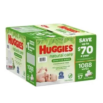 HUGGIES Natural Care Sensitive Wipes Refill, 1,088 Count