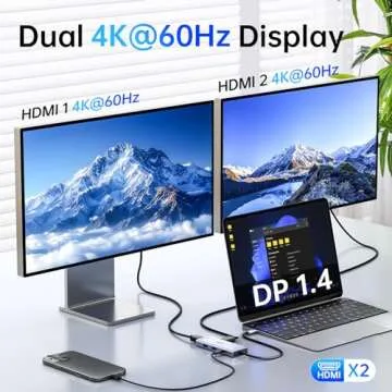 USB C Docking Station Dual Monitor HDMI Adapter, Melelink USB C Hub, Laptop Docking Station with 2 HDMI Ports 4K 60Hz,100W PD Charging,USB-C & 2 USB-A 3.0 Ports, USB C Dock for MacBook/Dell/HP/Lenovo