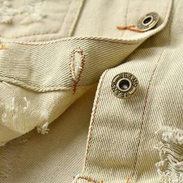 IDOPIP Toddler Baby Boys Girls Denim Jacket Kids Button Down Jeans Jacket Top Long Sleeve Ripped Distressed Trucker Jackets Cowboy Basic Casual Coat Outerwear with Pockets Beige 6-7 Years