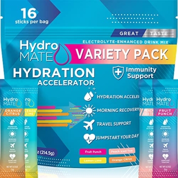 HydroMATE Electrolytes Powder Fast Hydration Low Carb 16 Sticks