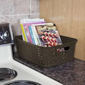 Stylish Sterilite Short Plastic Weave Storage Baskets 6-Pack