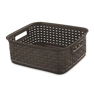 Stylish Sterilite Short Plastic Weave Storage Baskets 6-Pack