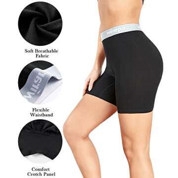 wirarpa Women's Boxer Briefs Cotton Underwear Anti Chafing Boy Shorts Panties 5.5" Inseam 4 Pack