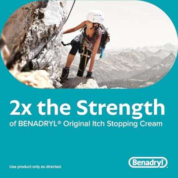 Benadryl Extra Strength Anti-Itch Topical Cream with 2% Diphenhydramine HCI for Itch Relief of Outdoor Itches Associated with Poison Ivy, Insect Bites & More, 1 fl oz