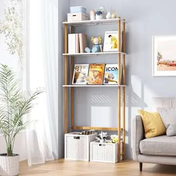 Stylish AmazerBath Bamboo Over The Toilet Storage Shelf