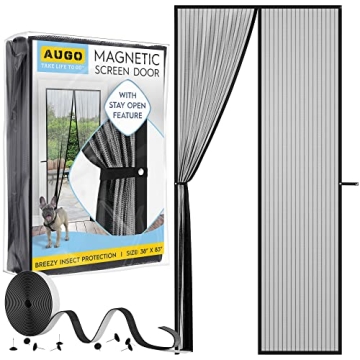AUGO Magnetic Screen Door - Self Sealing, Heavy Duty, Hands Free Mesh Partition Keeps Bugs Out - Pet...
