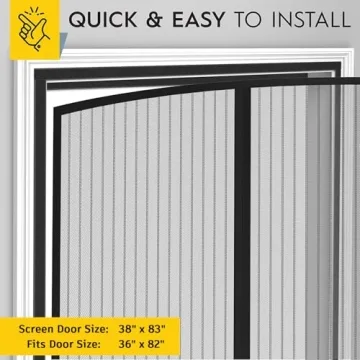 AUGO Magnetic Screen Door - Self Sealing, Heavy Duty, Hands Free Mesh Partition Keeps Bugs Out - Pet and Kid Friendly - Patent Pending Keep Open Feature - 38 Inch x 83 Inch