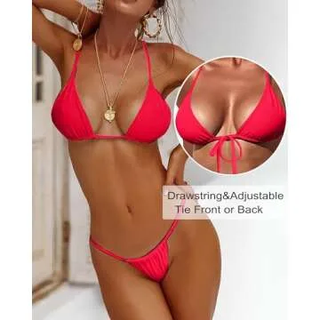 XUNYU Sexy Women's Thong Bikini Set - Adjustable Two Piece Swimwear