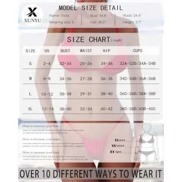 XUNYU Sexy Women's Thong Bikini Set - Adjustable Two Piece Swimwear